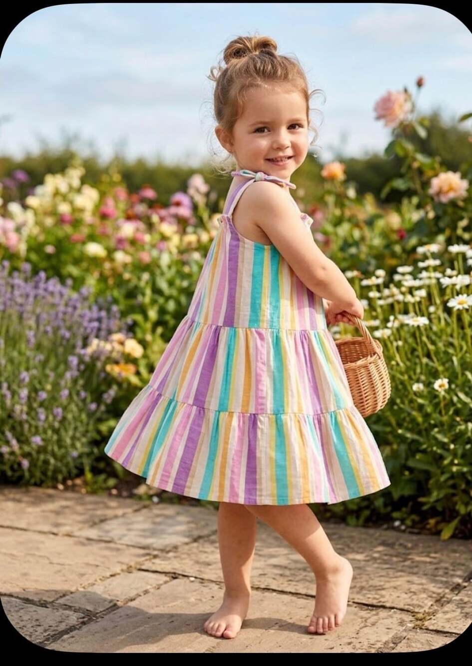 Cat & Jack Toddler Girls Rainbow Stripe Tiered Sundress Size 2T